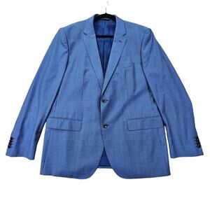 Sarar Drago Lanificio in Biella Wool Mohair Blue Pinstripe Sport Coat Blazer 44R